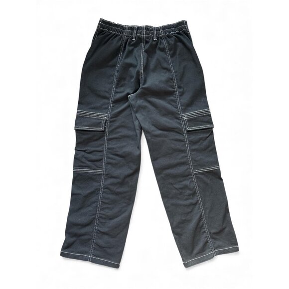 Madden NYC Pants Womens Large Black Cargo Utility Wide Leg Contrast Stitch - Picture 10 of 10